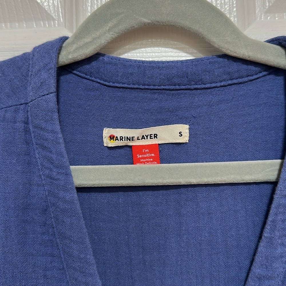 Marine Layer Willow Blue Midi Dress size small cotton excellent pockets - Picture 6 of 9